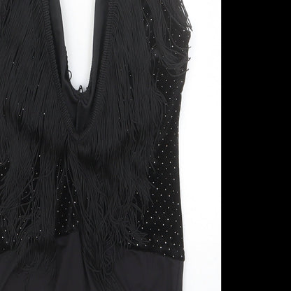 Zara Womens Black Polyester Bodysuit One-Piece Size M Button