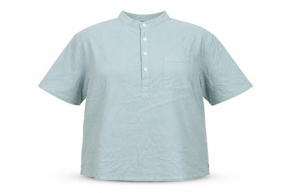 Siimhwrss Womens Blue Polyester Basic Blouse Size 3XL Round Neck
