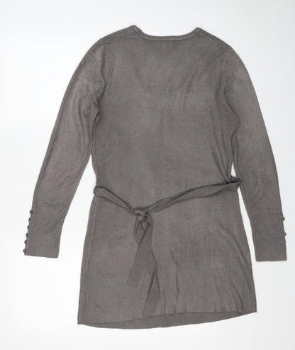 Papaya Womens Grey Acrylic Jumper Dress Size 12 Scoop Neck Pullover