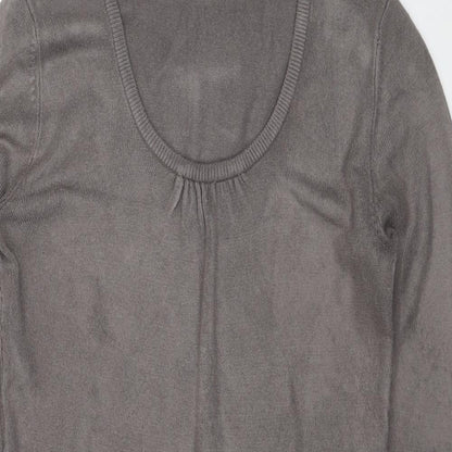 Papaya Womens Grey Acrylic Jumper Dress Size 12 Scoop Neck Pullover