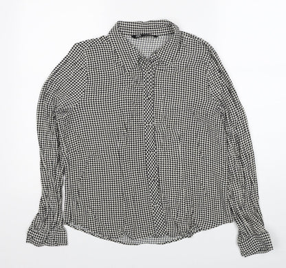 Womens UK Size L Zara Black Basic Button-Up