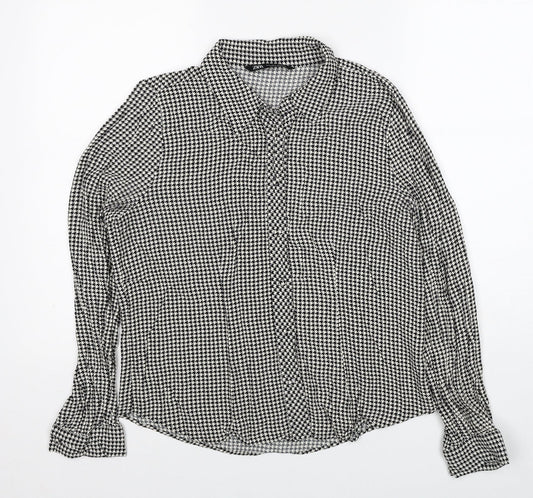 Womens UK Size L Zara Black Basic Button-Up