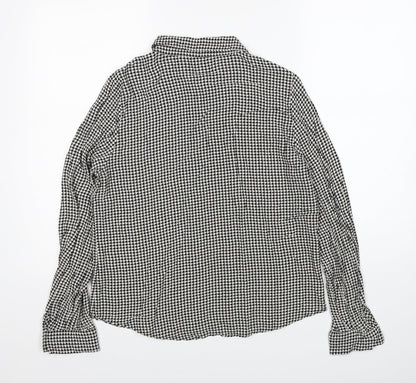 Womens UK Size L Zara Black Basic Button-Up
