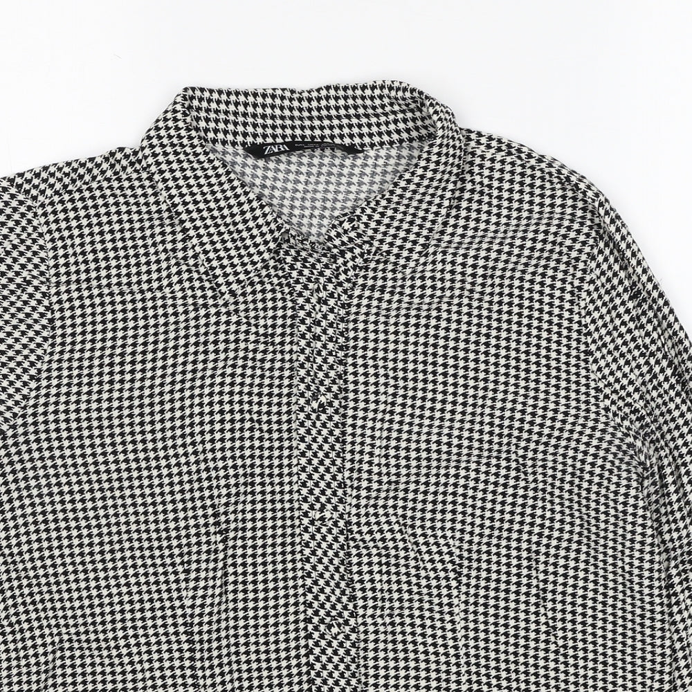 Womens UK Size L Zara Black Basic Button-Up