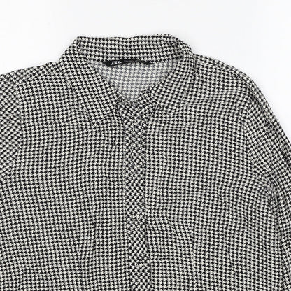 Womens UK Size L Zara Black Basic Button-Up