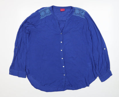 Womens UK Size S Together Blue Basic Button-Up