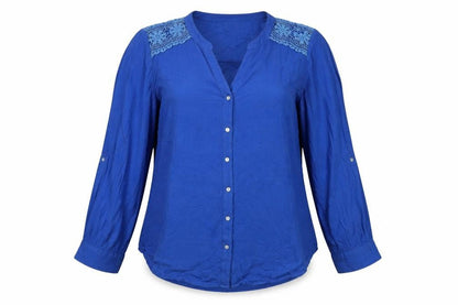 Womens UK Size S Together Blue Basic Button-Up