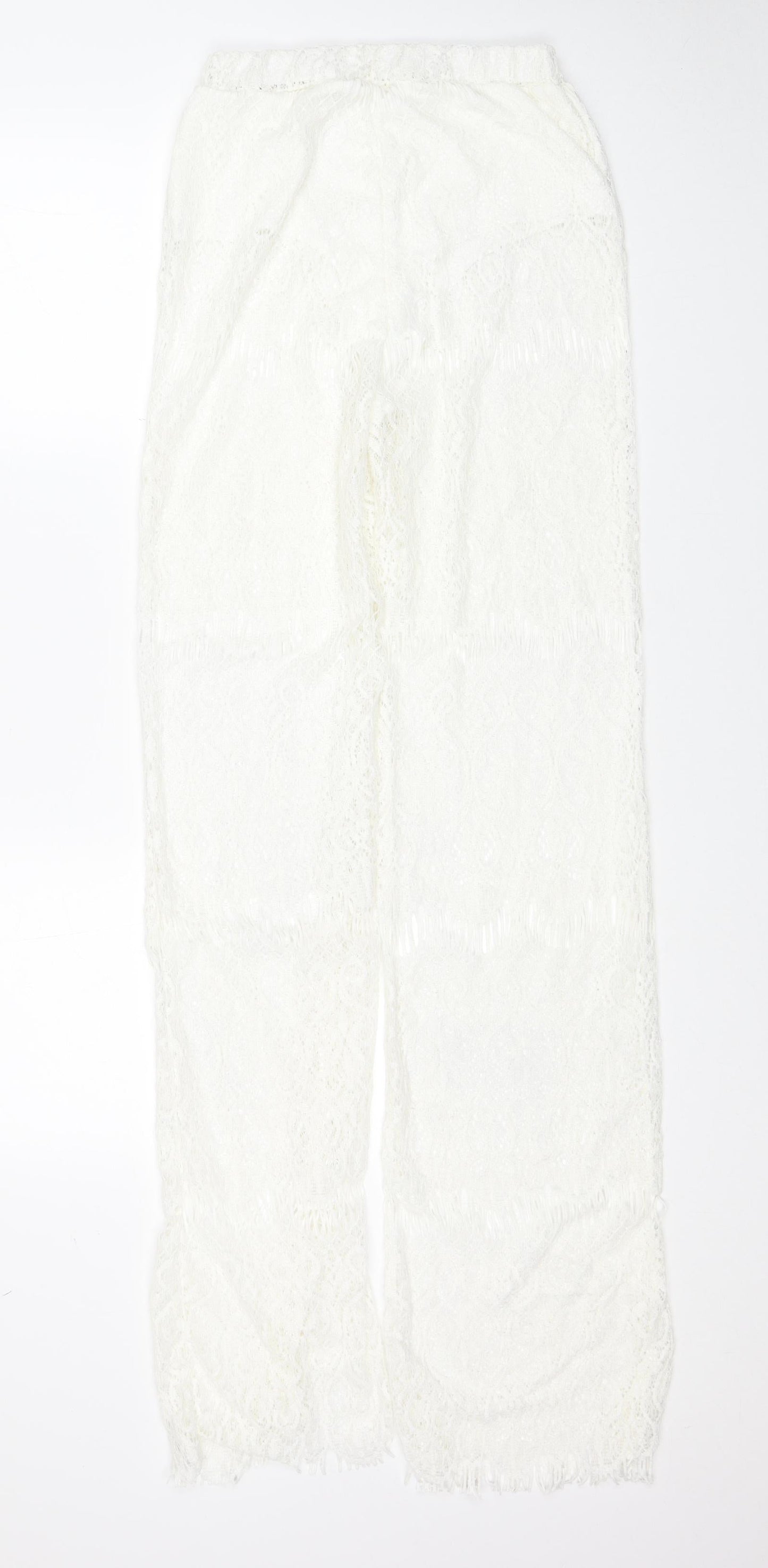 Womens UK Size L Preworn Regular Fit  White Trousers