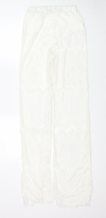 Womens UK Size L Preworn Regular Fit  White Trousers