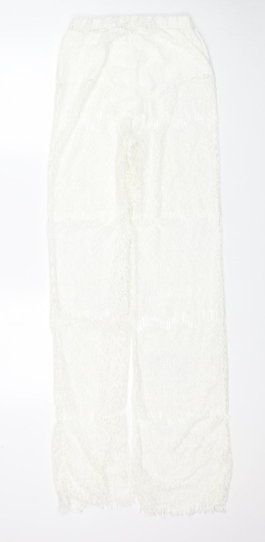 Womens UK Size L Preworn Regular Fit  White Trousers