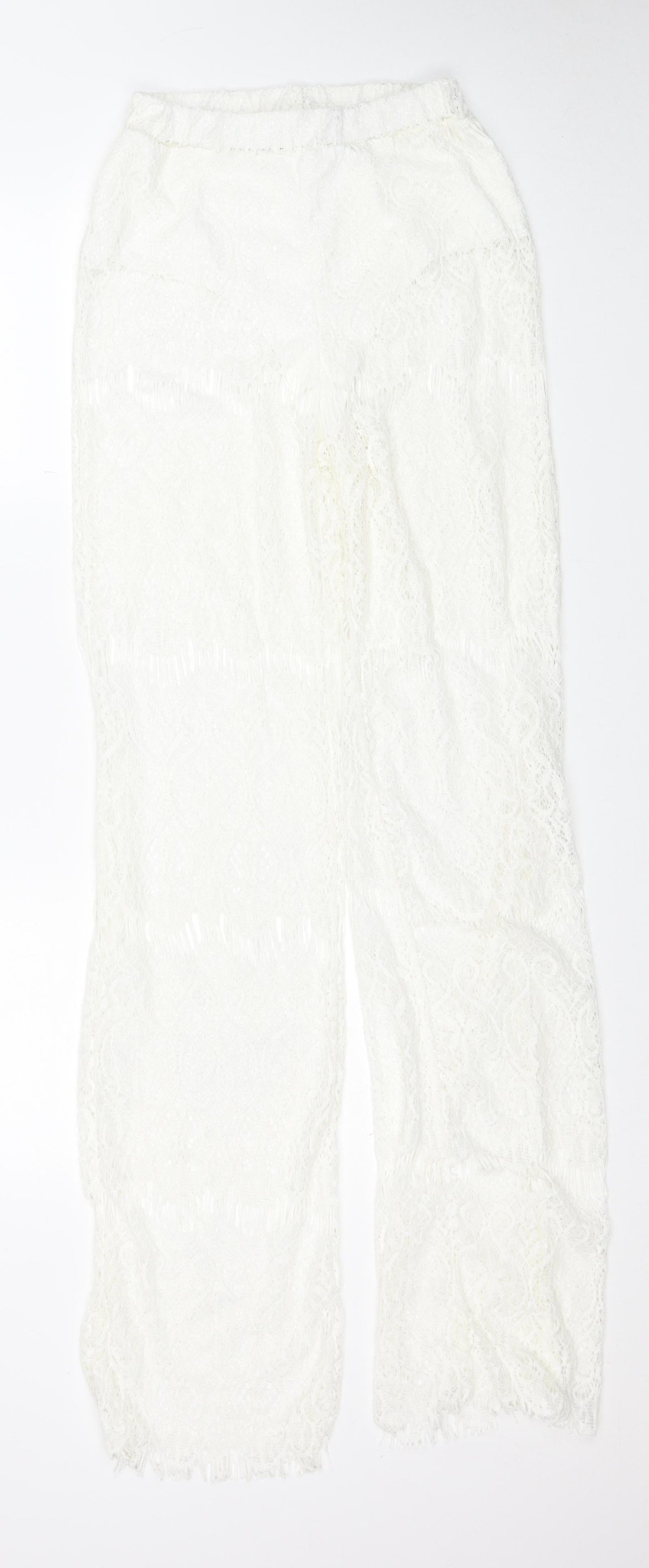 Womens UK Size L Preworn Regular Fit  White Trousers