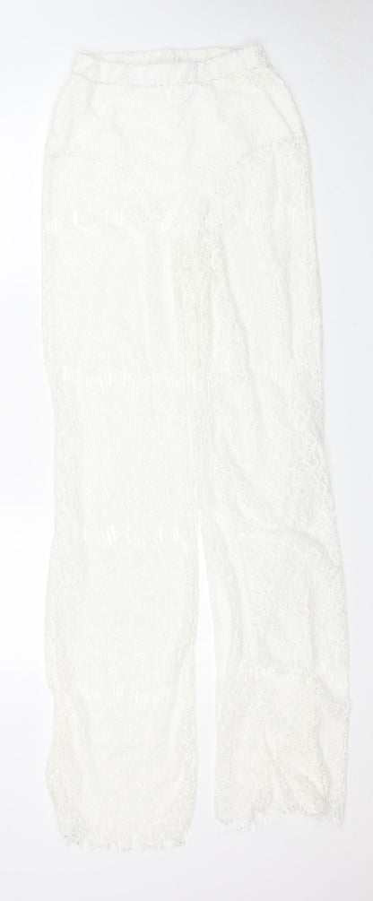 Womens UK Size L Preworn Regular Fit  White Trousers
