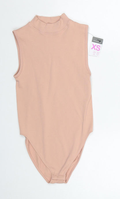 Primark Womens Beige Nylon Bodysuit One-Piece Size 6 Snap
