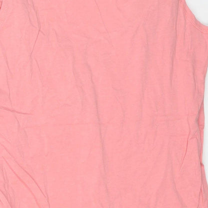 Jasper Womens Pink Cotton Basic Tank Size 14 Scoop Neck - Contrast Stitching