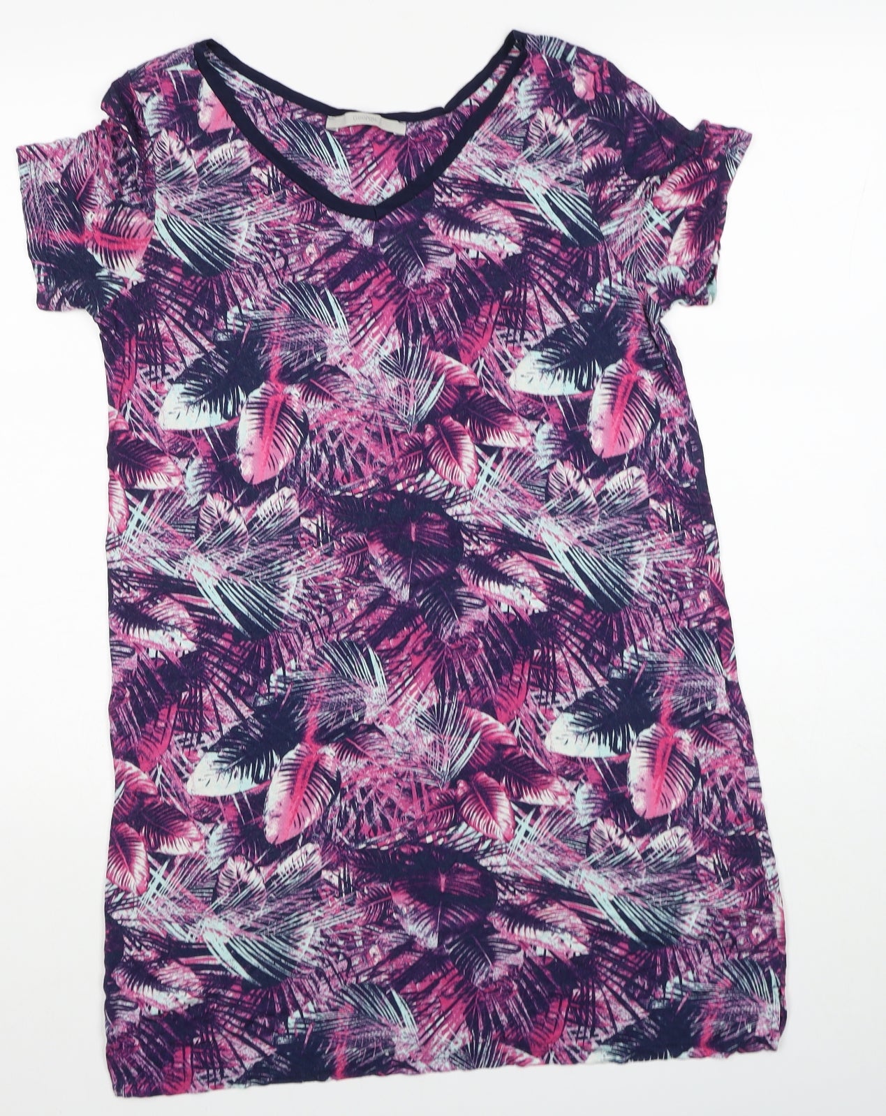 George Womens Purple Geometric Viscose Shift Size 10 V-Neck Pullover