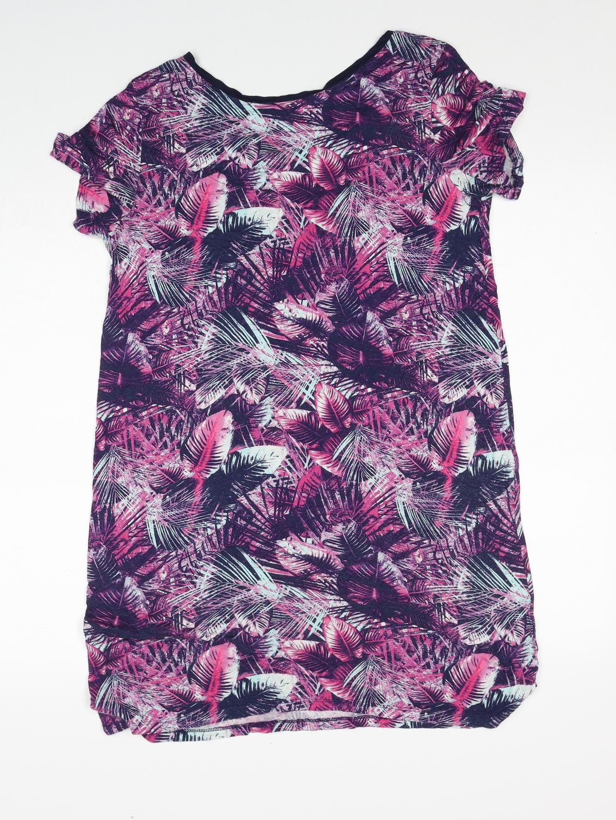 George Womens Purple Geometric Viscose Shift Size 10 V-Neck Pullover