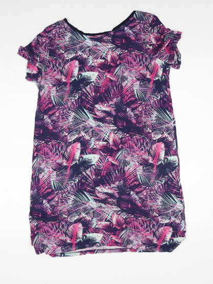 George Womens Purple Geometric Viscose Shift Size 10 V-Neck Pullover