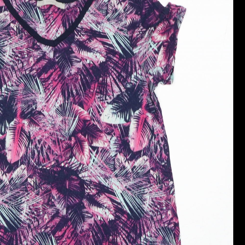 George Womens Purple Geometric Viscose Shift Size 10 V-Neck Pullover