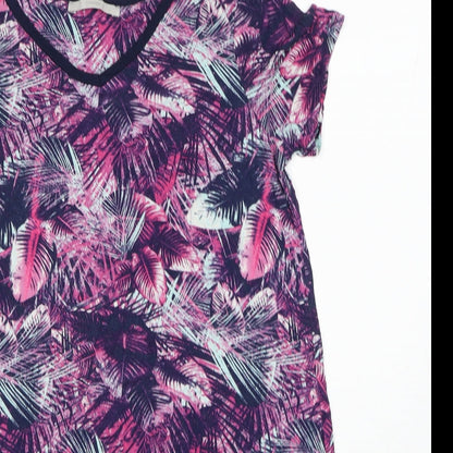 George Womens Purple Geometric Viscose Shift Size 10 V-Neck Pullover