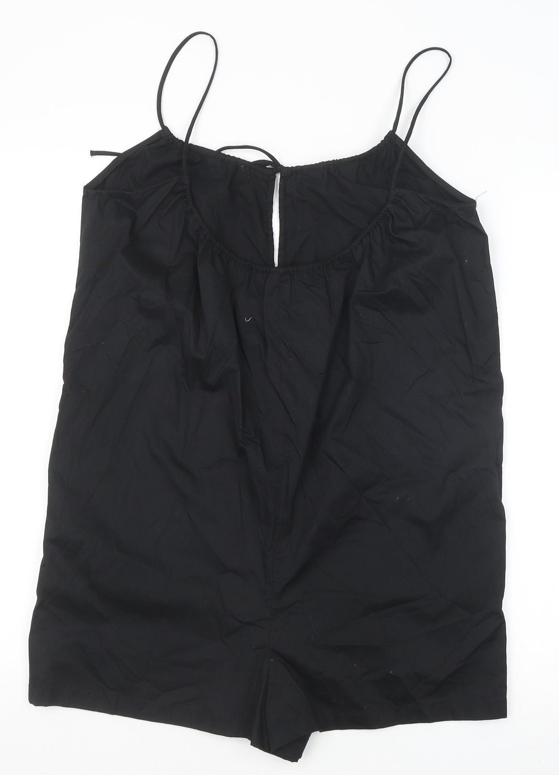 Zara Womens Black 100% Cotton Playsuit One-Piece Size M Tie