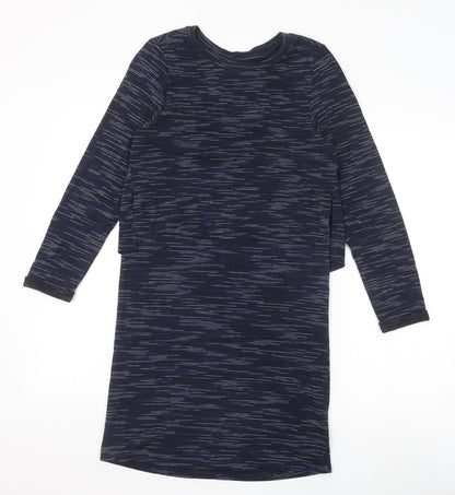 Topshop Womens Blue Striped Viscose T-Shirt Dress Size 8 Round Neck Pullover