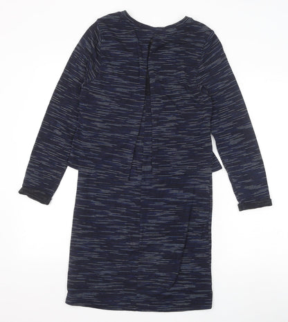 Topshop Womens Blue Striped Viscose T-Shirt Dress Size 8 Round Neck Pullover