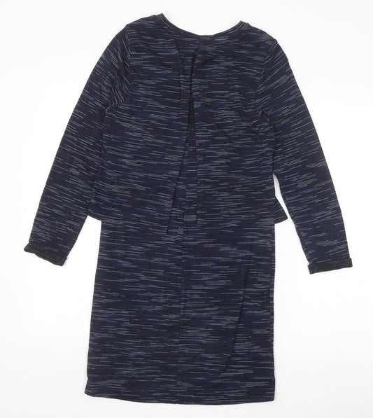Topshop Womens Blue Striped Viscose T-Shirt Dress Size 8 Round Neck Pullover