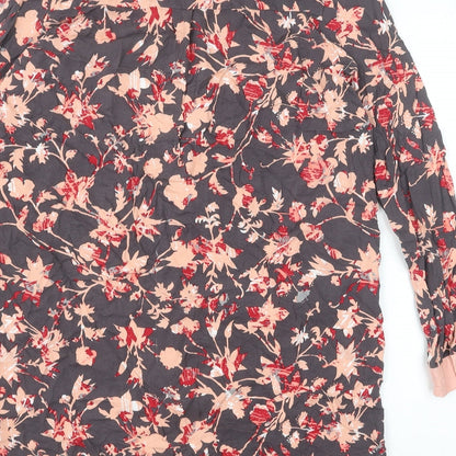 Smash Womens Grey Floral Viscose Shirt Dress Size M Collared Button
