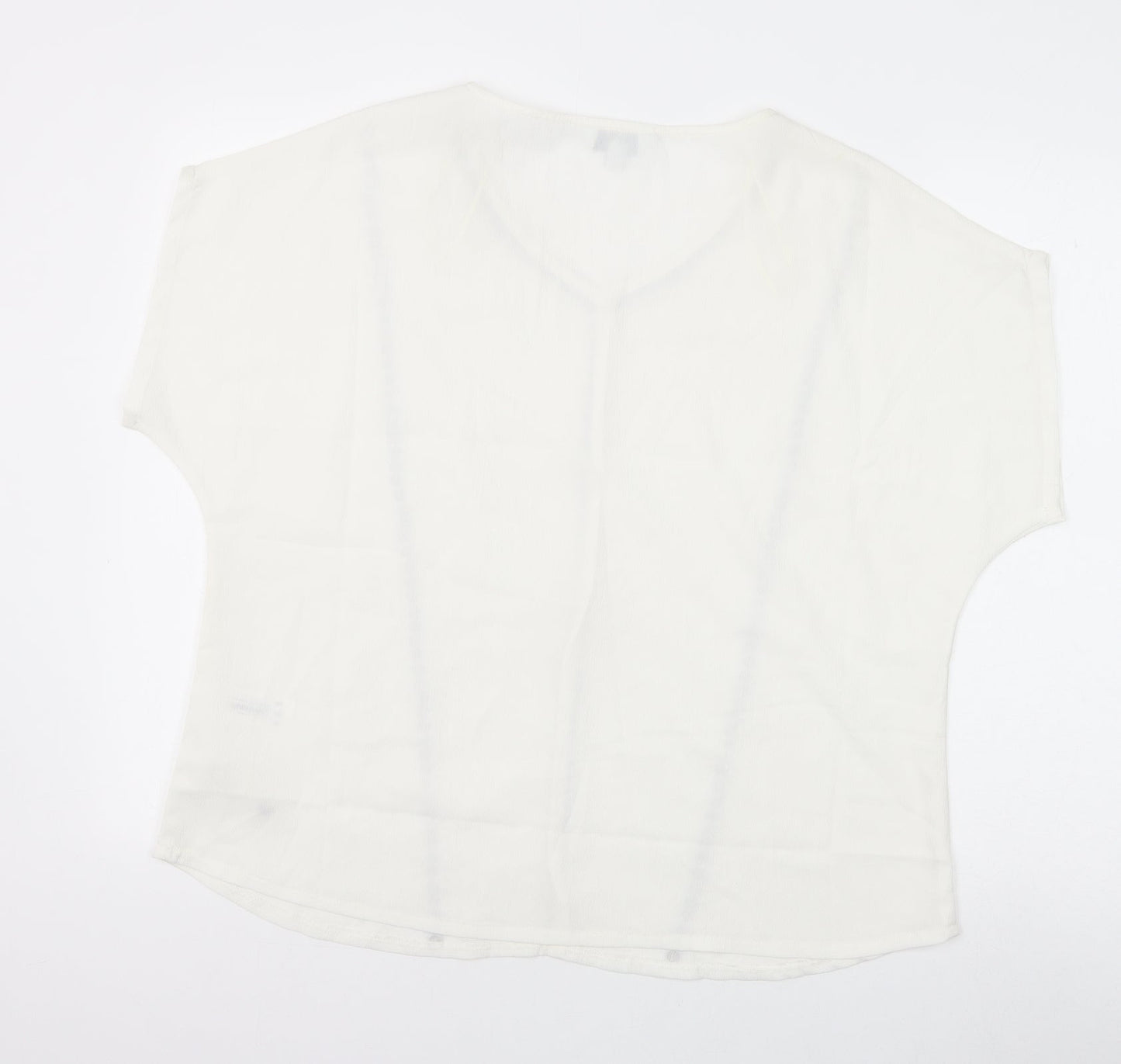 Nightingales Womens White Polyester Basic Blouse Size 16 V-Neck