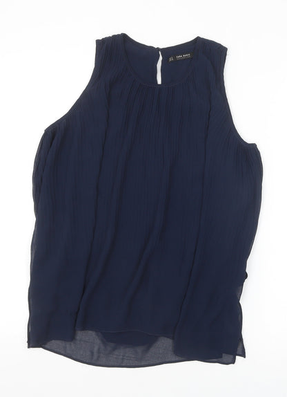Womens UK Size S Zara Blue Basic Blouse