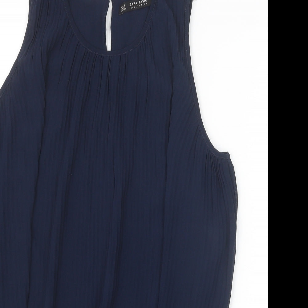 Womens UK Size S Zara Blue Basic Blouse