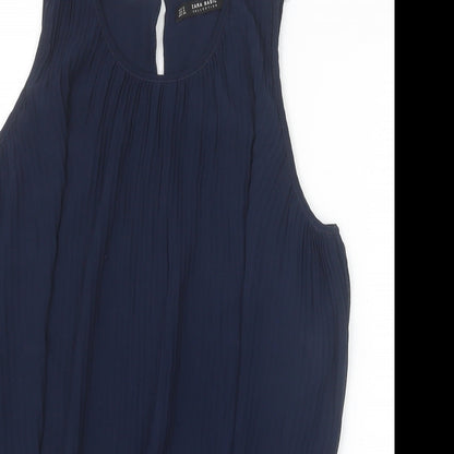 Womens UK Size S Zara Blue Basic Blouse
