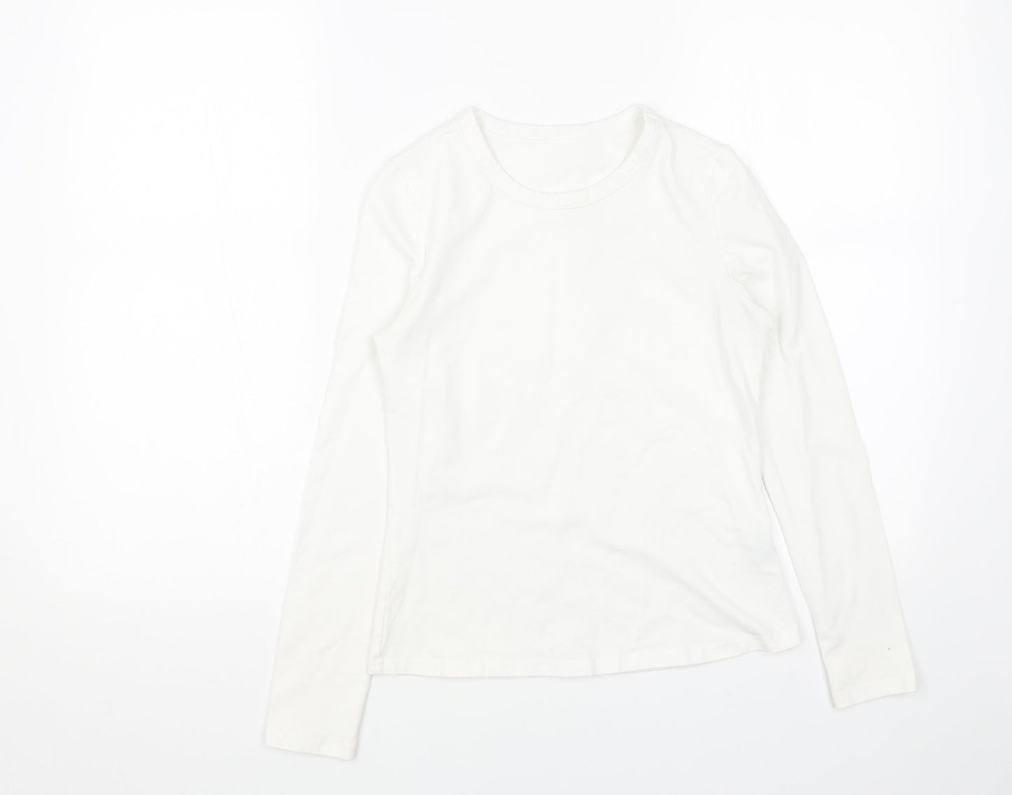 SheIn Womens White Cotton Basic Blouse Size M Scoop Neck