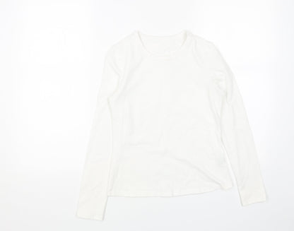 SheIn Womens White Cotton Basic Blouse Size M Scoop Neck