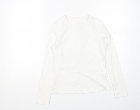 SheIn Womens White Cotton Basic Blouse Size M Scoop Neck