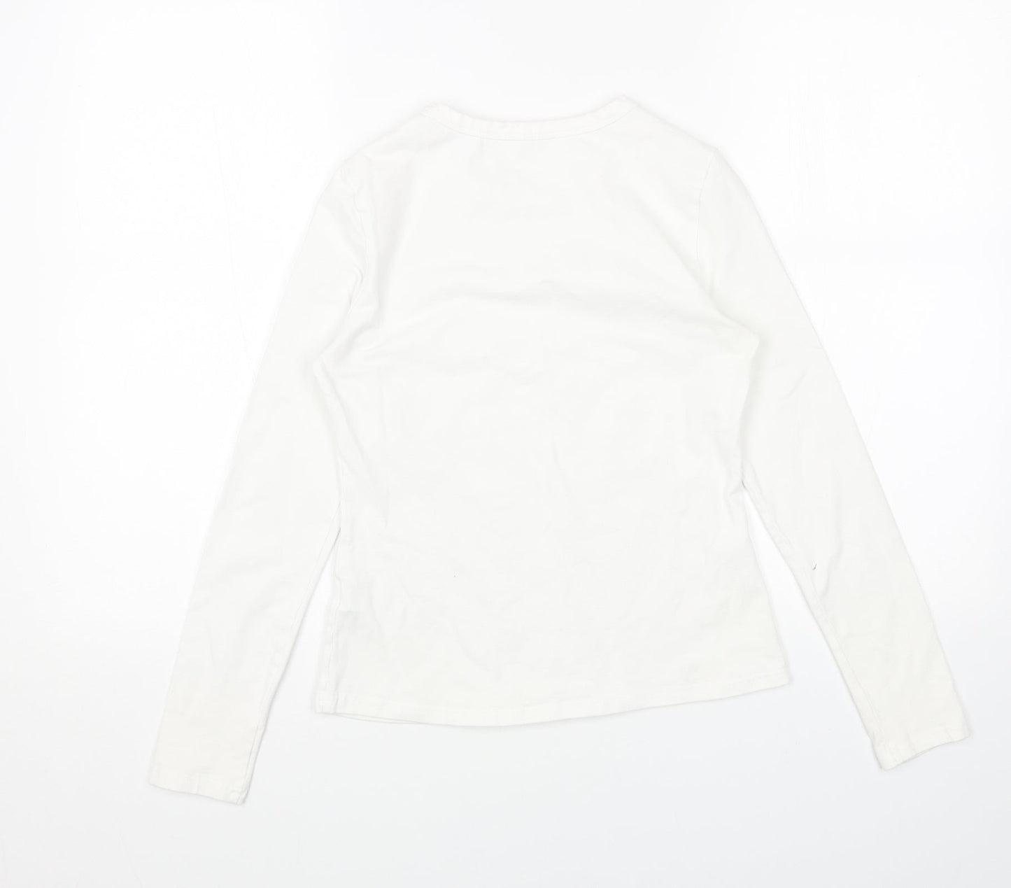 SheIn Womens White Cotton Basic Blouse Size M Scoop Neck