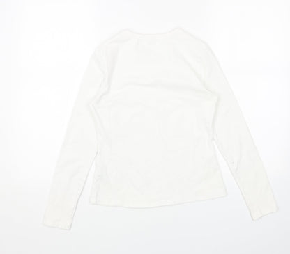 SheIn Womens White Cotton Basic Blouse Size M Scoop Neck