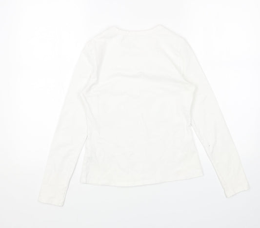 SheIn Womens White Cotton Basic Blouse Size M Scoop Neck