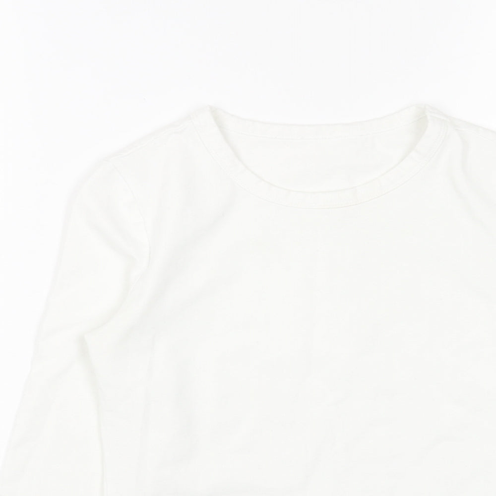 SheIn Womens White Cotton Basic Blouse Size M Scoop Neck