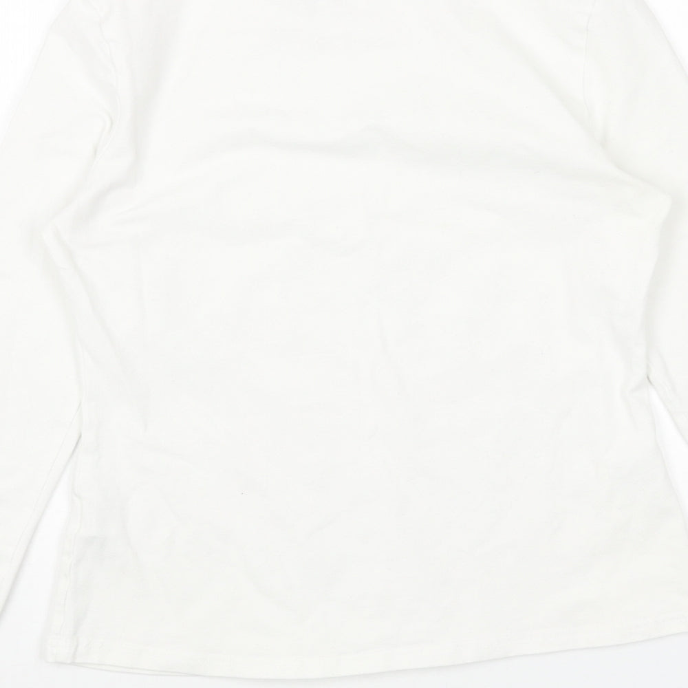 SheIn Womens White Cotton Basic Blouse Size M Scoop Neck