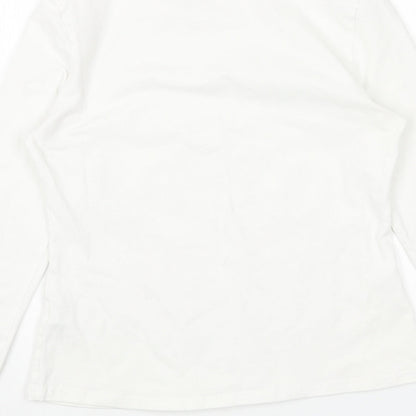 SheIn Womens White Cotton Basic Blouse Size M Scoop Neck