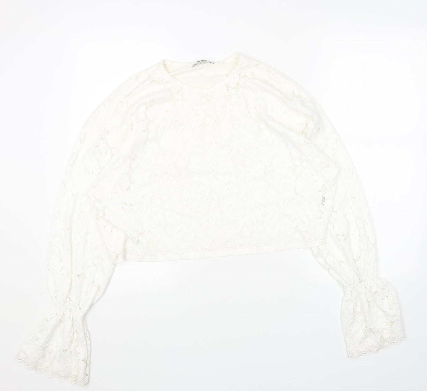 Womens UK Size M Zara White Cropped Blouse