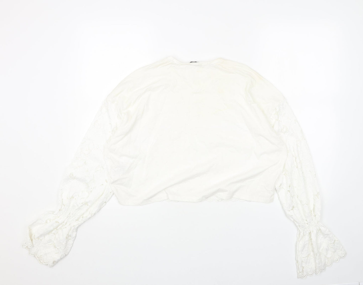 Womens UK Size M Zara White Cropped Blouse