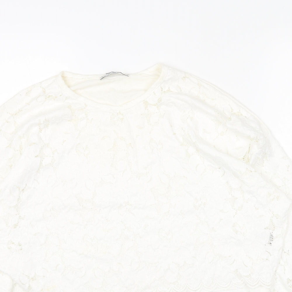 Womens UK Size M Zara White Cropped Blouse