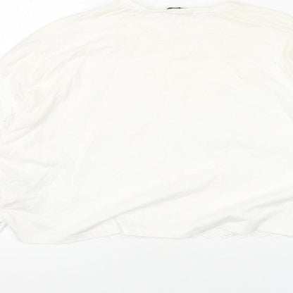 Womens UK Size M Zara White Cropped Blouse