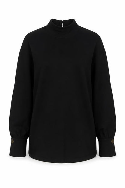 River Island Womens Black Cotton Mini Size M High Neck Button