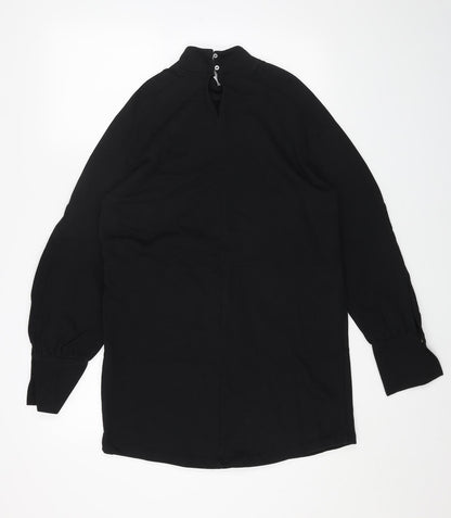 River Island Womens Black Cotton Mini Size M High Neck Button