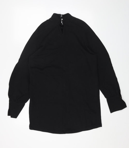 River Island Womens Black Cotton Mini Size M High Neck Button
