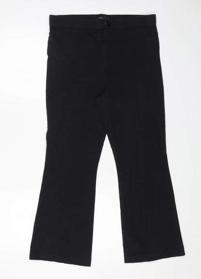 Zara Womens Black Cotton Bootcut Jeans Size XL L25 in Regular Zip