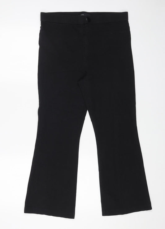 Zara Womens Black Cotton Bootcut Jeans Size XL L25 in Regular Zip